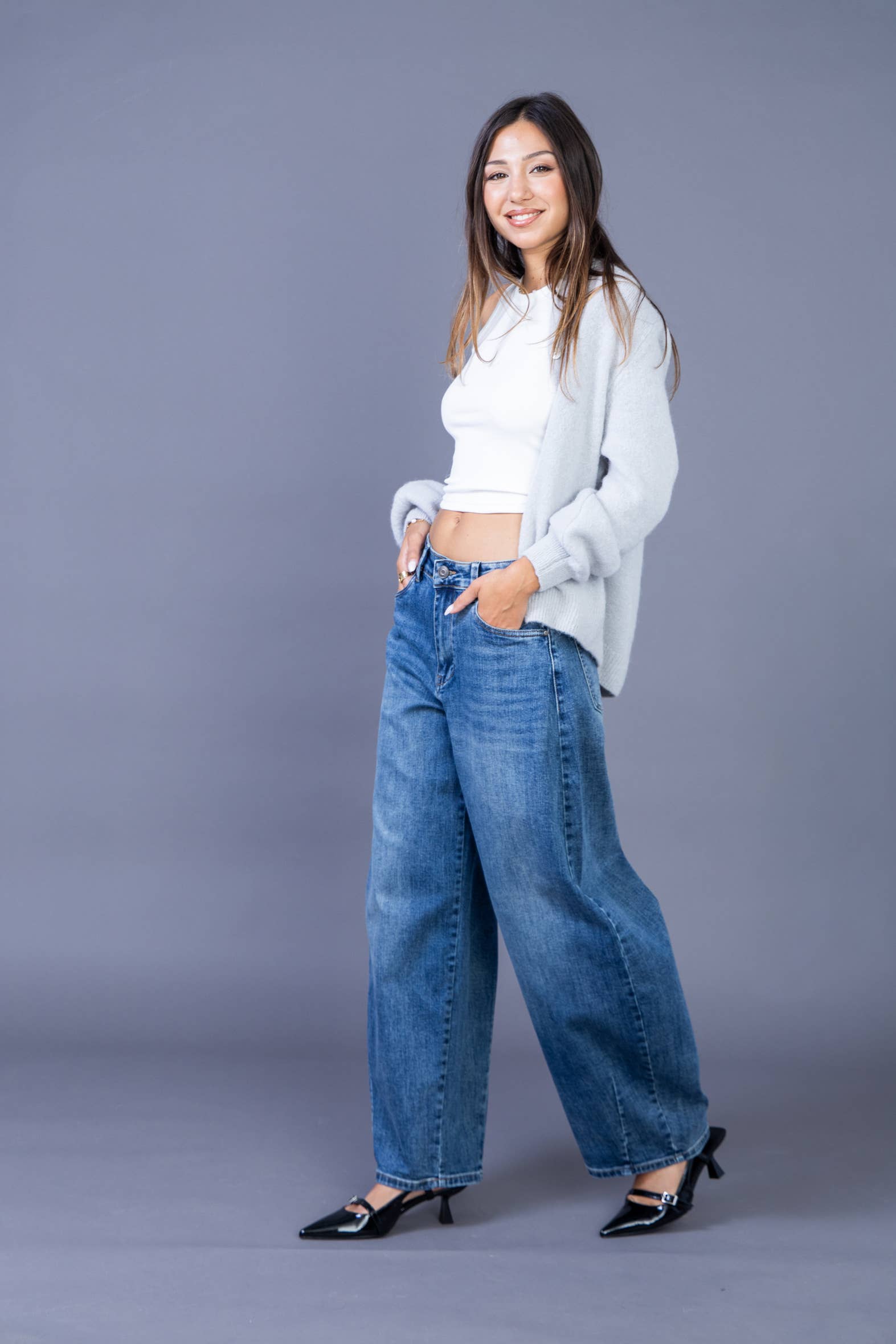 ANA & LUCY – calças de ganga - Mulher por atacado – Jean barril solto (Extra Balão) « Melina » - ANA & LUCY6