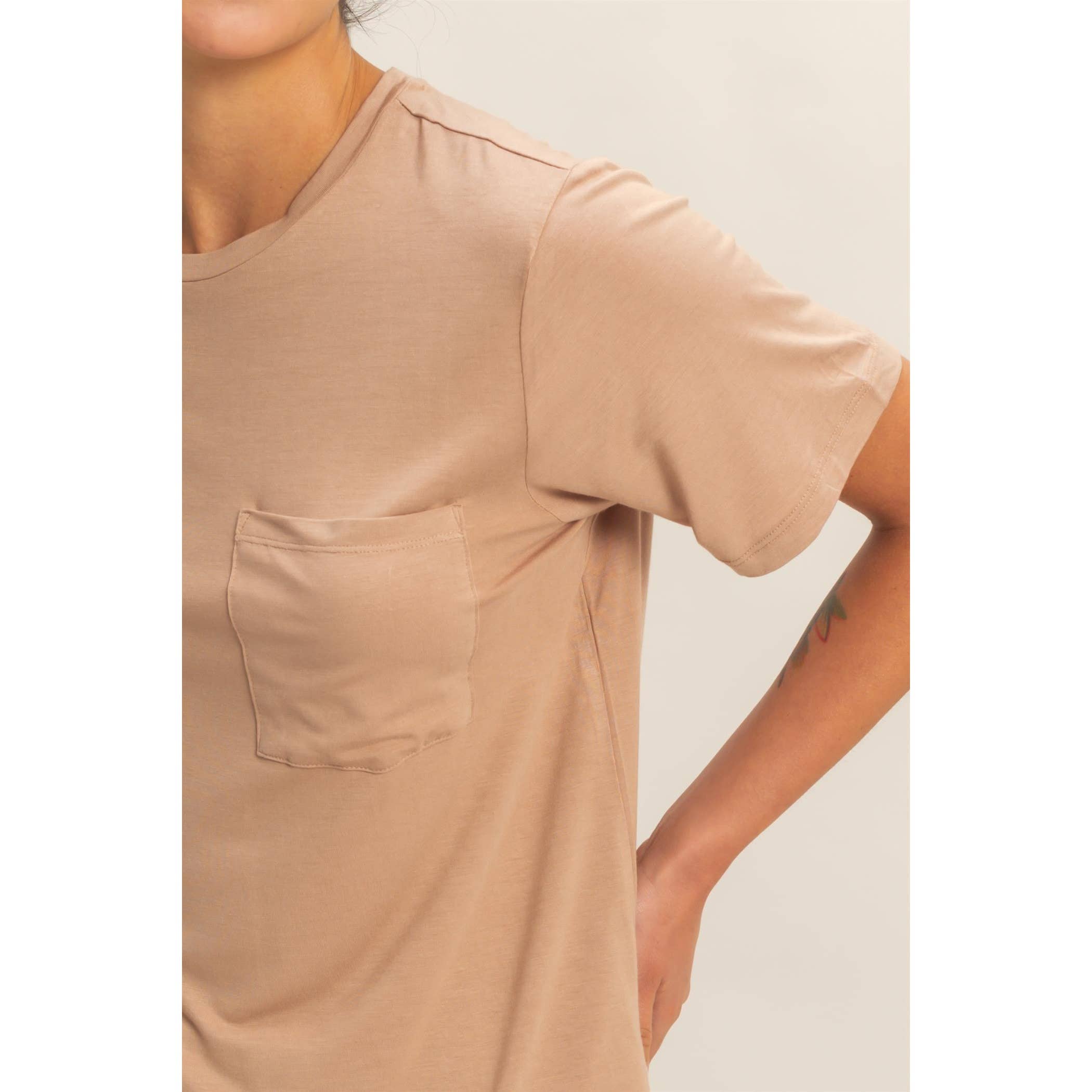 Double Zero - Venta al por mayor Camiseta - Mujer - Top clásico de cuello redondo con bolsillo y manga corta19