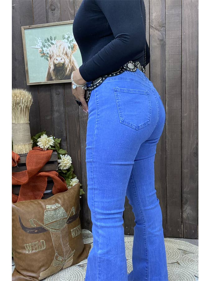 luluclothes - Wholesale Pants - Women's - S009 Elastic band waist long straight women blue pants3