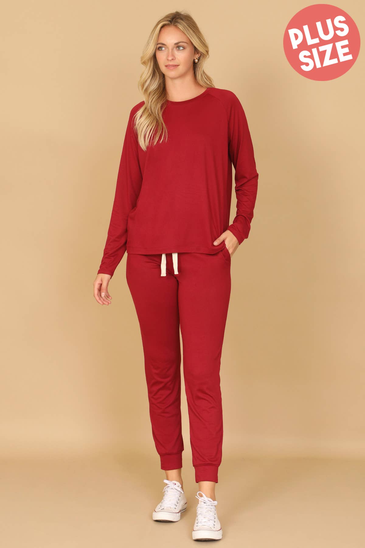 You & Me - Vendita all'ingrosso Pantaloni sportivi/da jogging loungewear - Donna - Set maglia a maniche lunghe e joggers taglie forti YMP40001XV con cintura da annodare.28