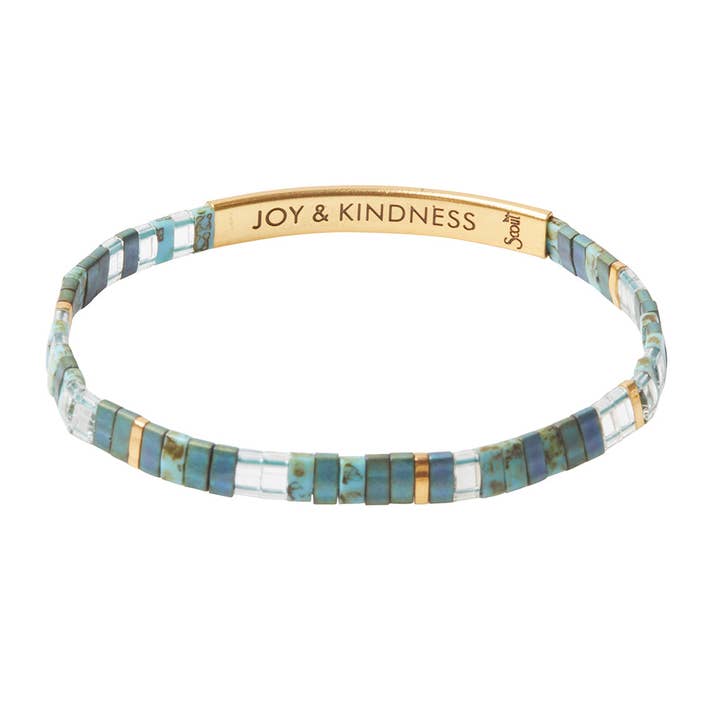 Scout Curated Wears - Wholesale Beaded Bracelet - Good Karma Miyuki Bracelet | Joy & Kindness - Marine/Gold1