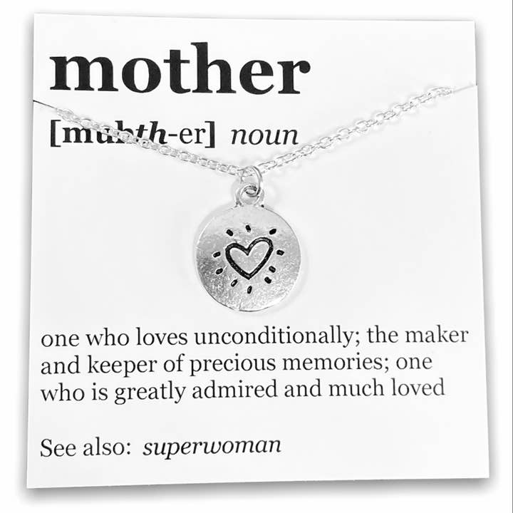 Broken Record Boutique - Wholesale Pendant/Charm Necklace - Mother's Day Pendant Necklace on "Mother" Dictionary Card1