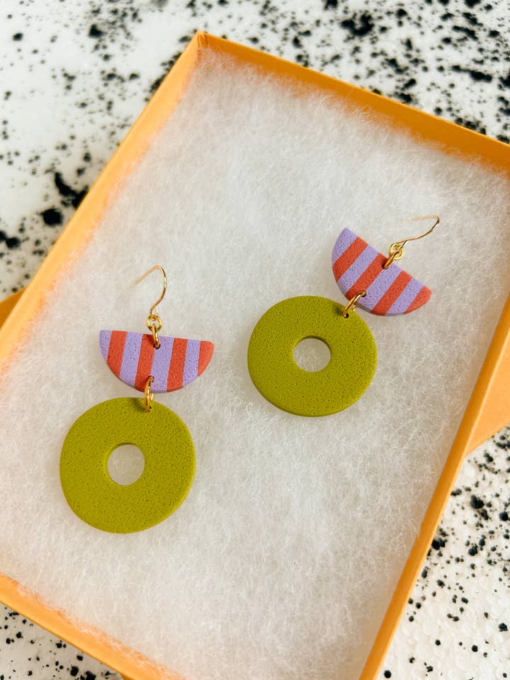 Gabby Stripe Torus Earrings for wholesale by Lemon Lee Studio
