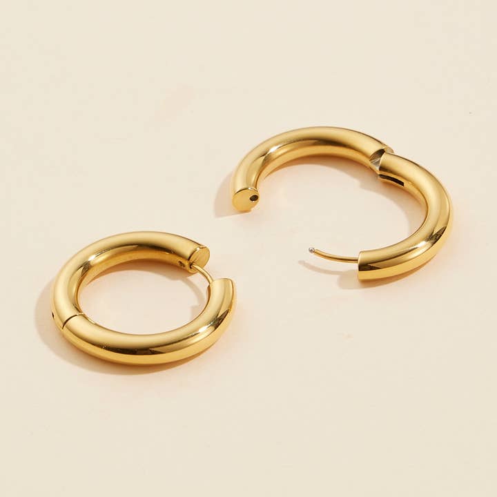 Gold Dip Stainless Steel Hoop Earrings for wholesale by Lilla Haven