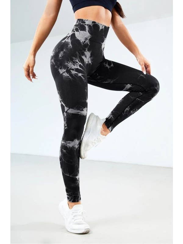 Color 5 - Wholesale Athletic/Lounge Leggings - Women's - Seamless tie dye high waist jacquard yoga scrunch legging 8