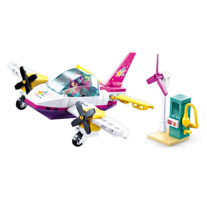 Texas Toy Distribution - Vente Jeu construction – enfant - Kit de briques de construction Dream Plane pour filles (111 pièces)1