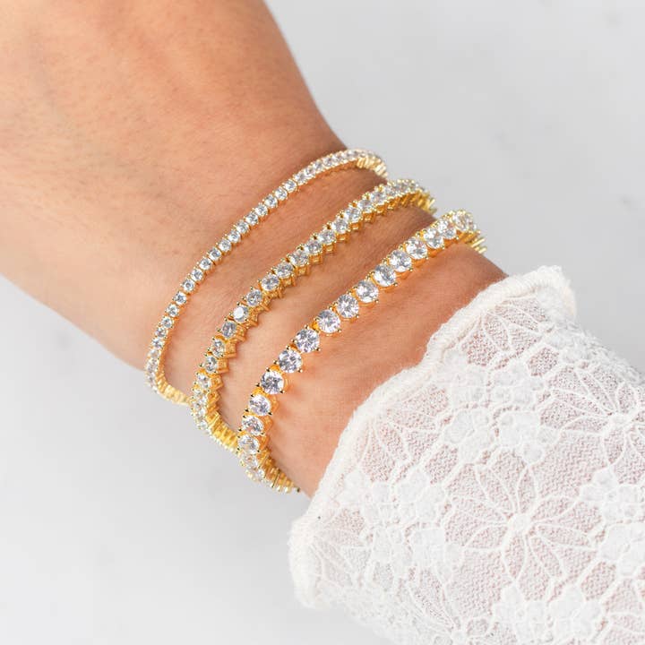 By Adina Eden - Wholesale Tennis Bracelet - Thin Three Prong Tennis Bracelet