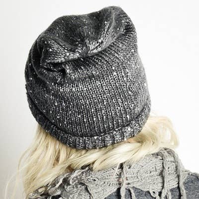 Olive & Pique - Venta al por mayor Gorro de lana - Mujer - Gorro holgado de lúrex con lentejuelas3