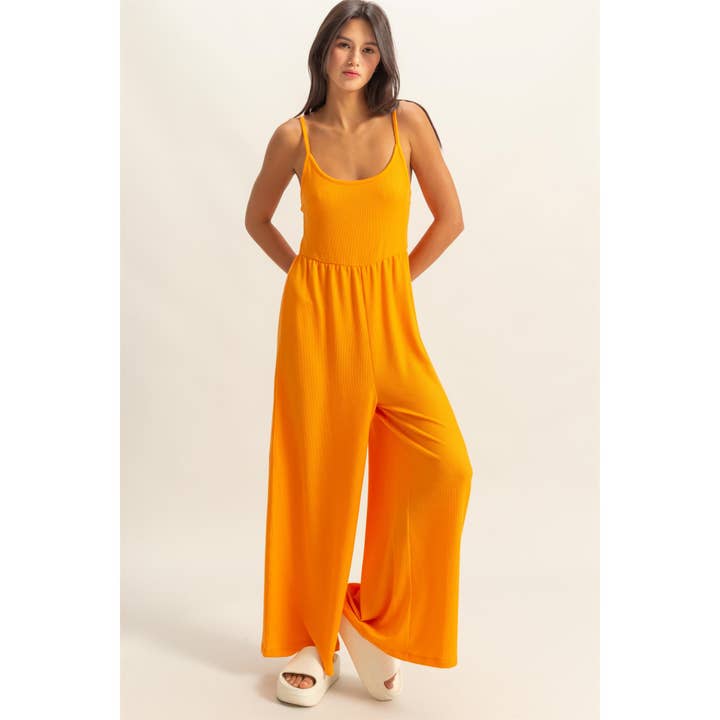 HYFVE - Wholesale Jumpsuit - Women's - DZ25A984-Scoop Neck Sleeveless Wide Leg Jumpsuit
