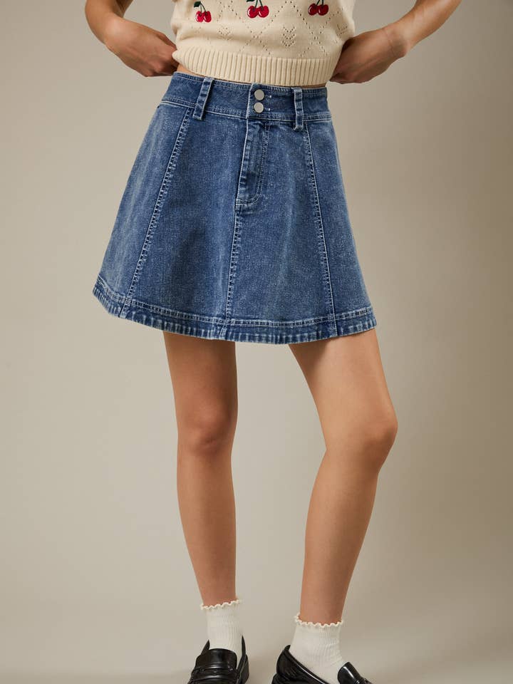 HIGH WAIST FLARE DENIM SKIRT for wholesale by Sunday Edition