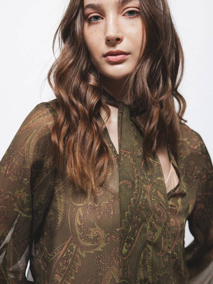 Lanidor - Wholesale Blouse - Women's - Printed Blouse With Tie (416673-188)1