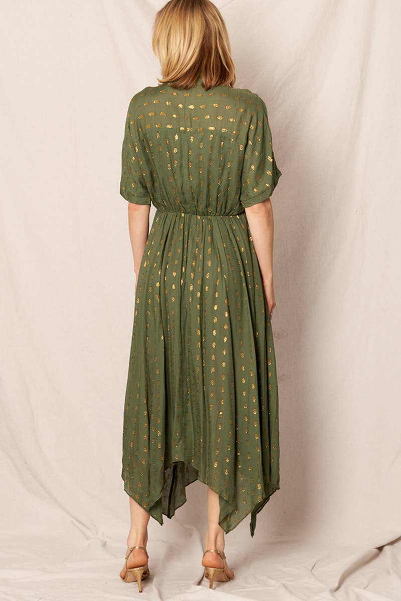 En Crème - Wholesale Dress - Women's - Kimono Sleeve Lurex Polka Dot Maxi Dress9