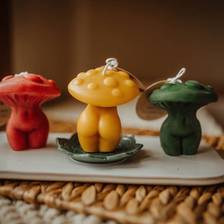 The Holton Homestead - Wholesale Novelty Candle - Mushroom Woman Beeswax Candle6
