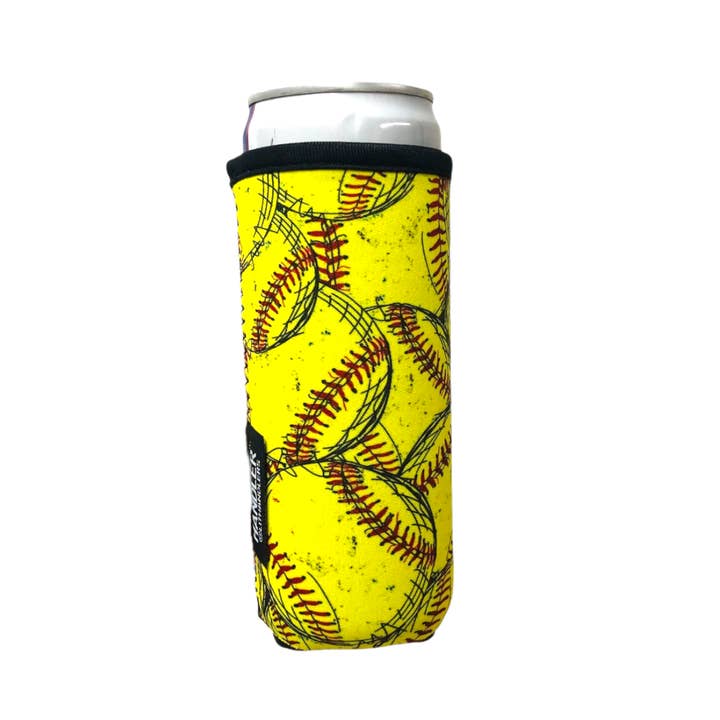 Softball 12oz Slim Can Sleeve for wholesale by Drink Handlers