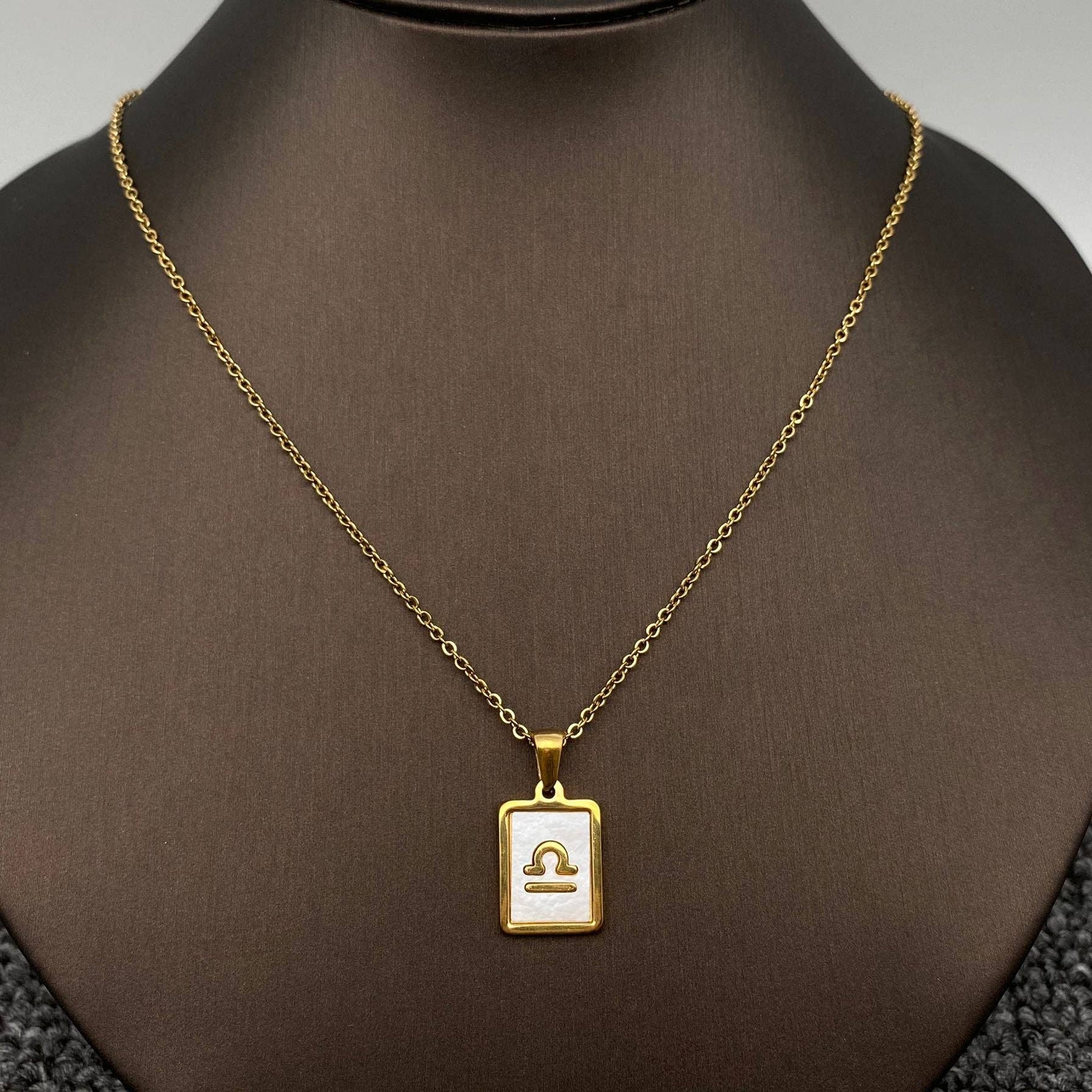 Mio Queena - Wholesale Pendant/Charm Necklace - Zodiac 12 Constellation Shell Square 18K Gold Plated Necklace7