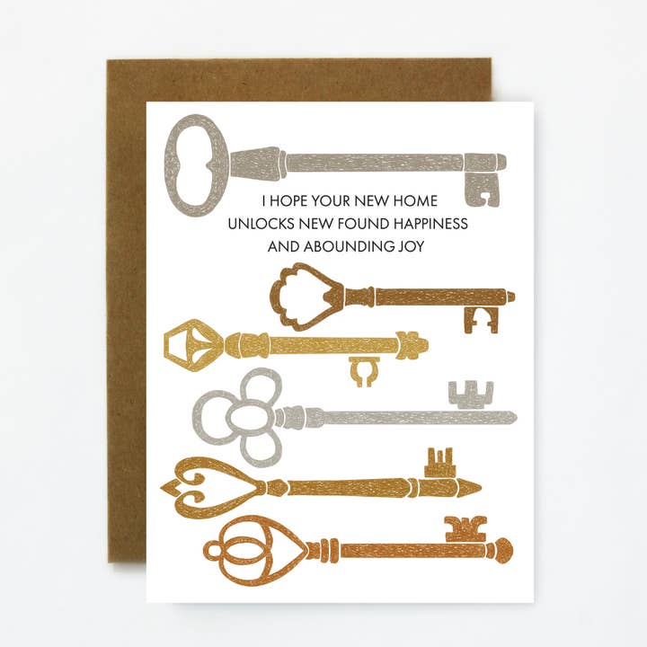 Carte de vœux New Keys-New Home, pendaison de crémaillère pour la vente par Quiet Lines Design