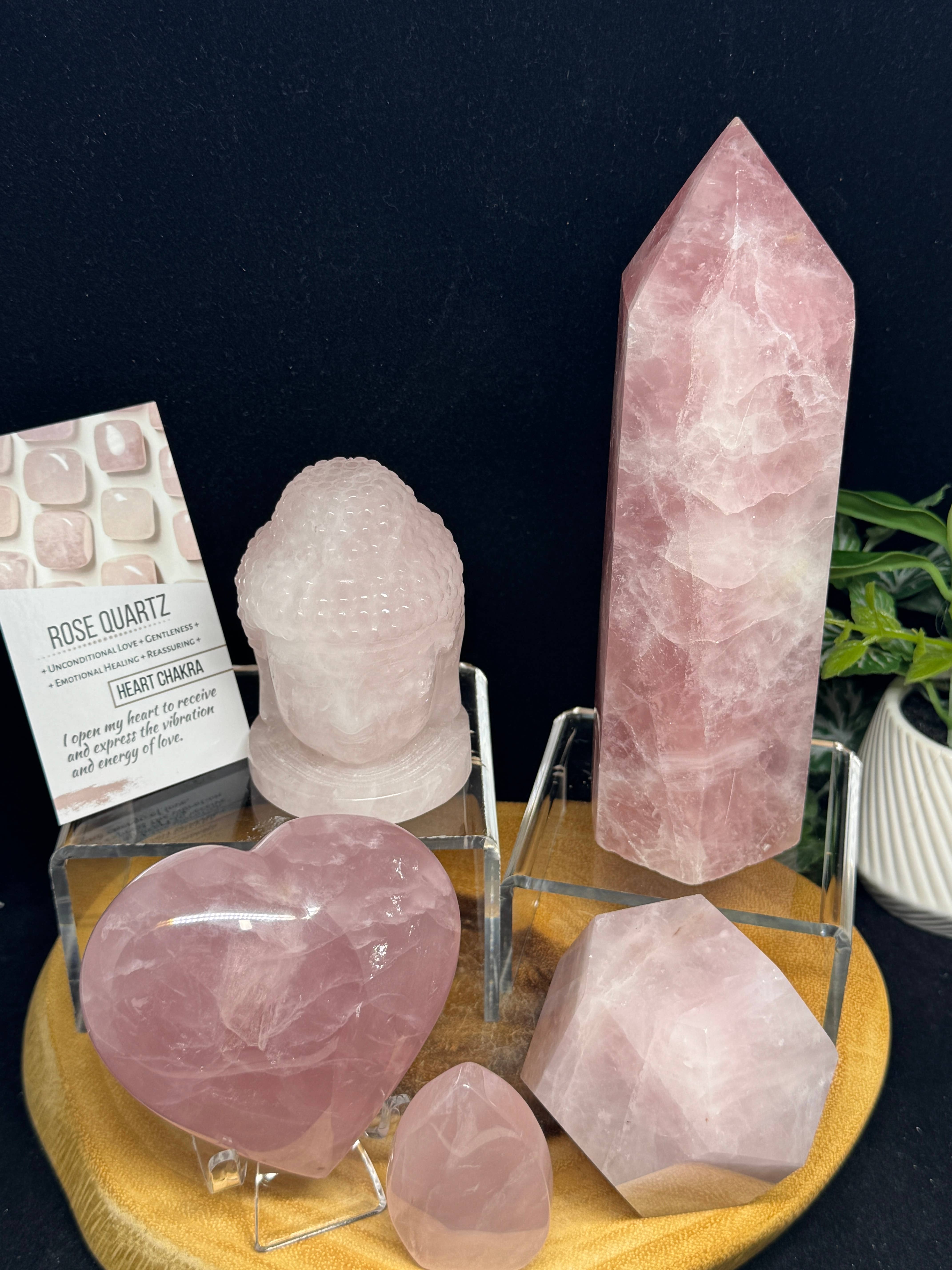 The 7 Directions - Venta al por mayor Piedras/cristales espirituales - Paquete de 5 piezas de torre de cuarzo rosa con corazón de Buda 23F1