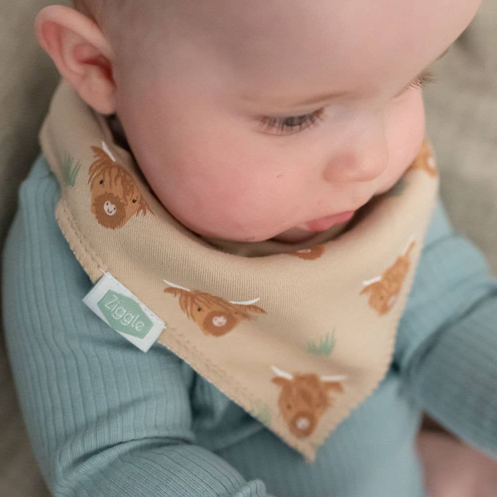 Ziggle Baby - Wholesale Bandana Bib - Highland Cow print bib3
