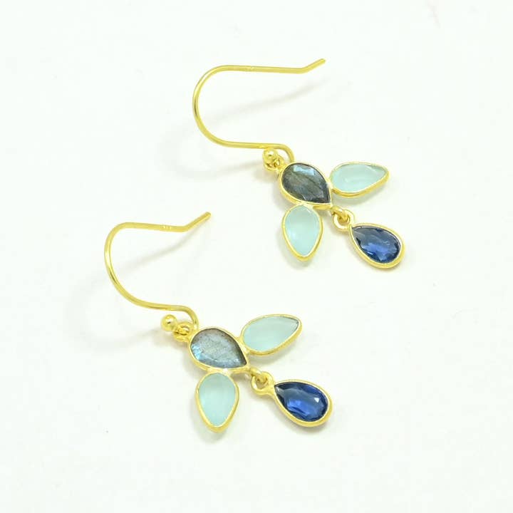 Schmuckoo Berlin – wholesale Dangle earrings – Irya Earring Gold Silver 925 - Labradorite & Blue Iolite2