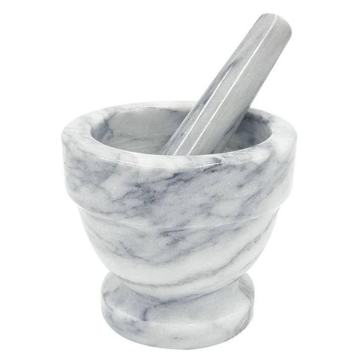 Kitchen Supply Wholesale – wholesale Mortel – Mortel och stöt i vit marmor, 4,75 x 4,25 tum