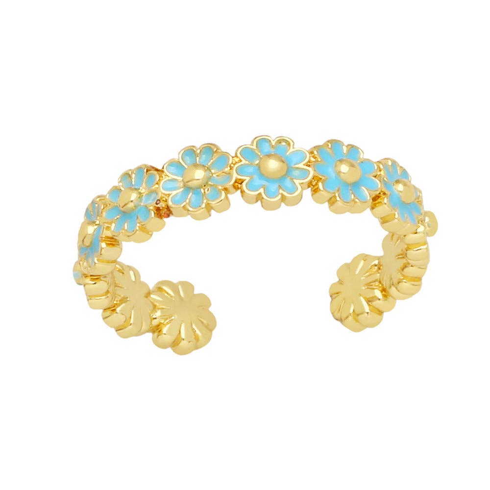 Mio Queena – wholesale Ring med flera stenar – Daisy emalj Ring öppning justerbar5