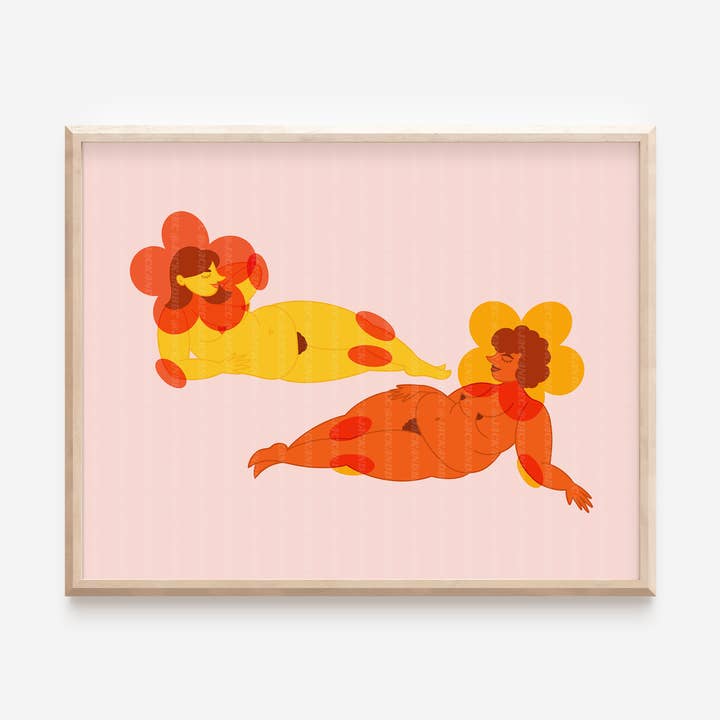 Impresión «Wall Flowers», arte corporal positivo, empoderamiento de la mujer para venta al por mayor de Jack and Bec