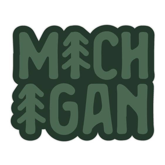 Stuck on Michigan - Wholesale Sticker - Michigan Pine Tree Sticker — Waterproof, Matte Finish