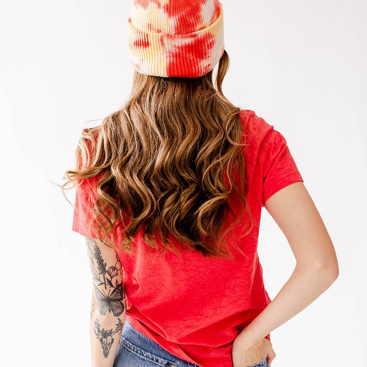 Carly Rae Studio - Wholesale Beanie - Women's - KC Watercolor Beanie - Red & Yellow4