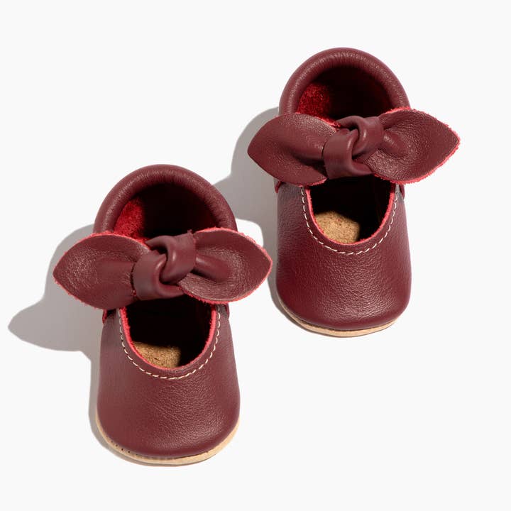 Winterberry Knotted Bow Baby Shoe for wholesale by Freshly Picked