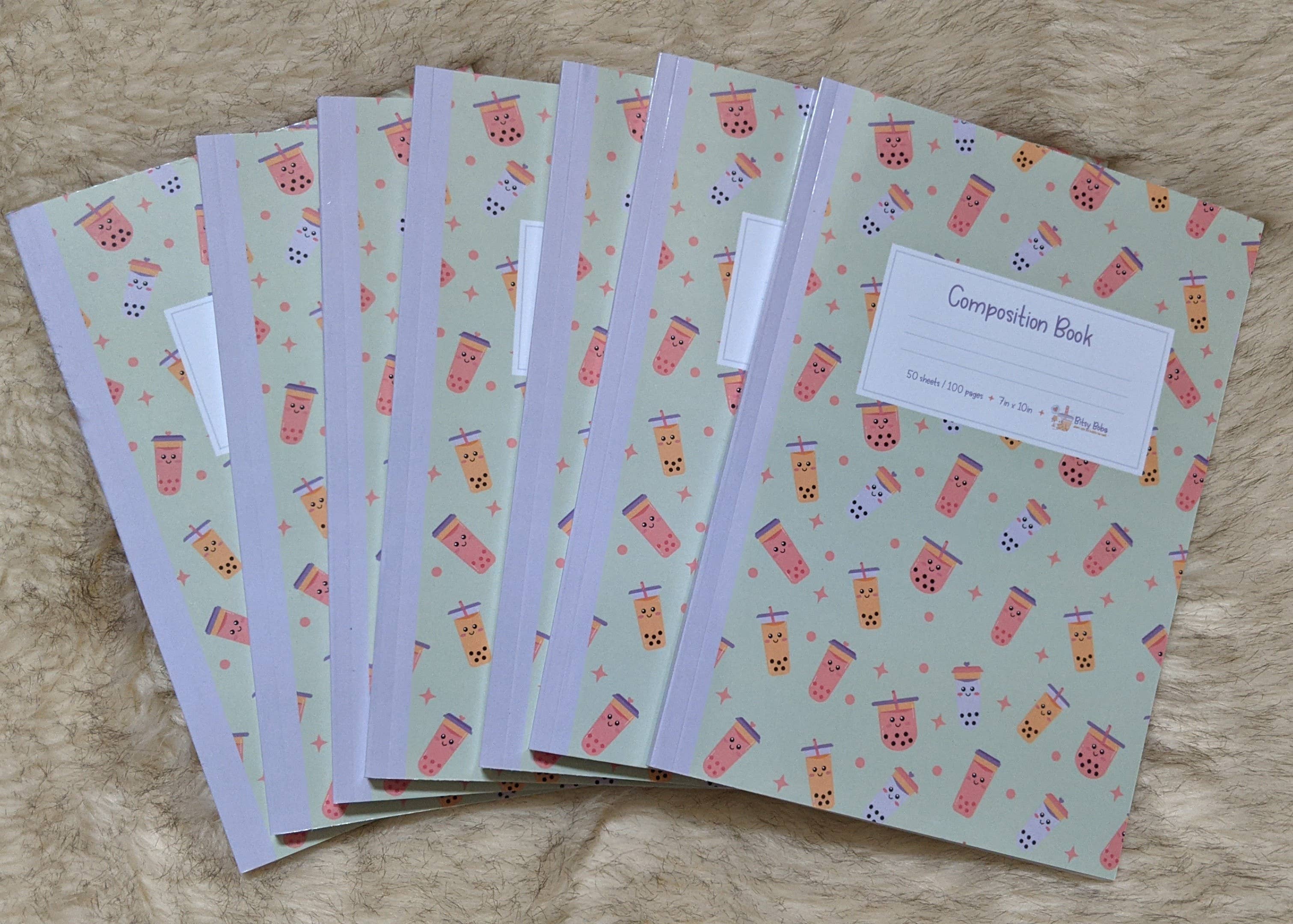 Bitsy Boba – Caderno por atacado – Chá Boba Bubble Caderno Composição Chá Matcha Milk Tea Verde2