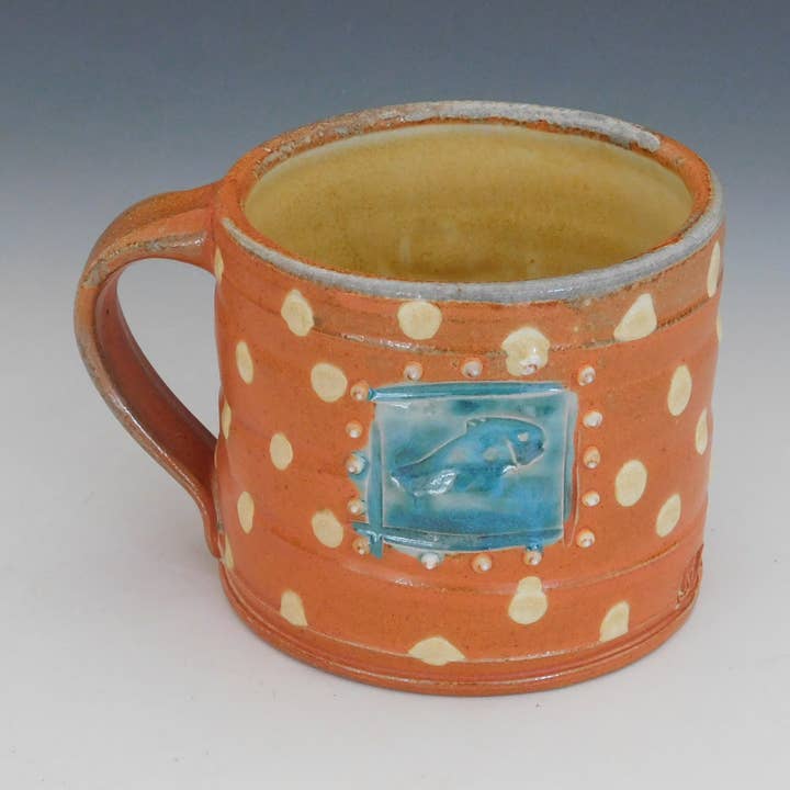 Fine Mess Pottery - Wholesale Coffee Mug - Leaping Salmon Mug