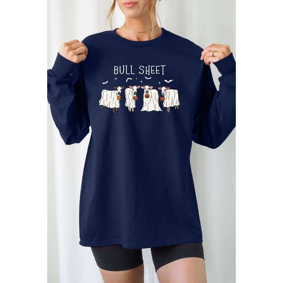 COLORBEAR - Wholesale Graphic Sweatshirt - Women's - BULL SHEET,HALLOWEEN,GHOST COWS UNISEX RIB CUFFS LONG10