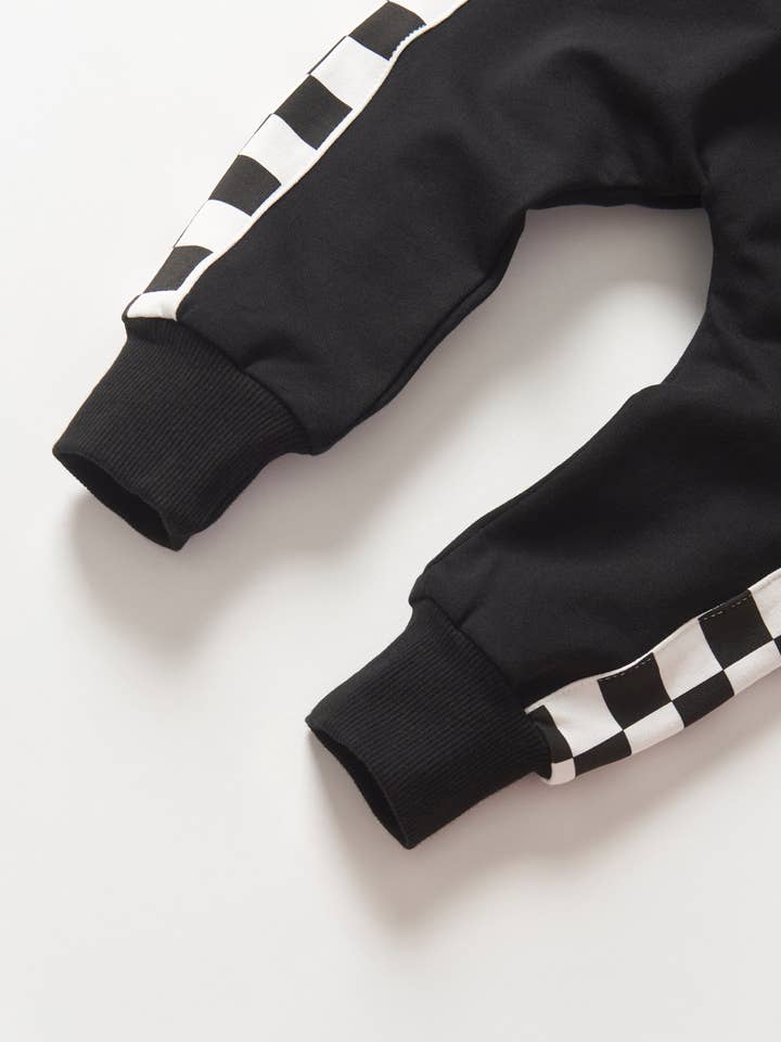 Little Bipsy - Wholesale Lounge Sweatpants/Joggers - Kids - Side Checkered Jogger - Black12