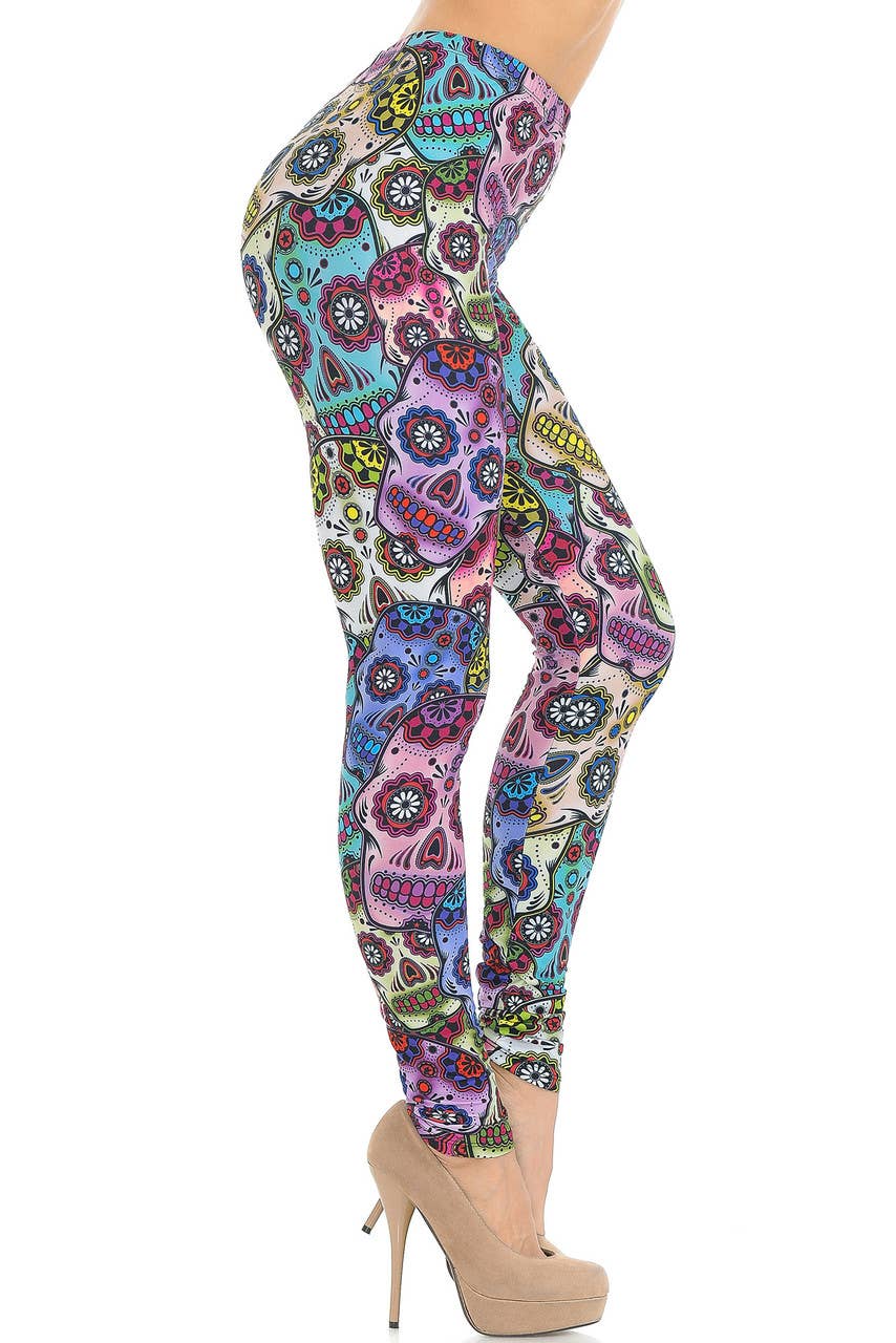 USA Fashion - Wholesale Fashion Leggings - Women's - Creamy Soft Sugar Skull Leggings by USA Fashion™3