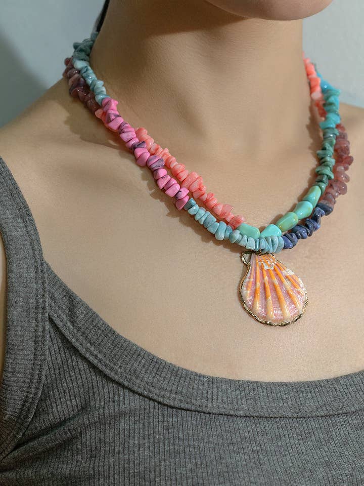Coral Mirage Shell Pendant Necklace for wholesale by Sessori
