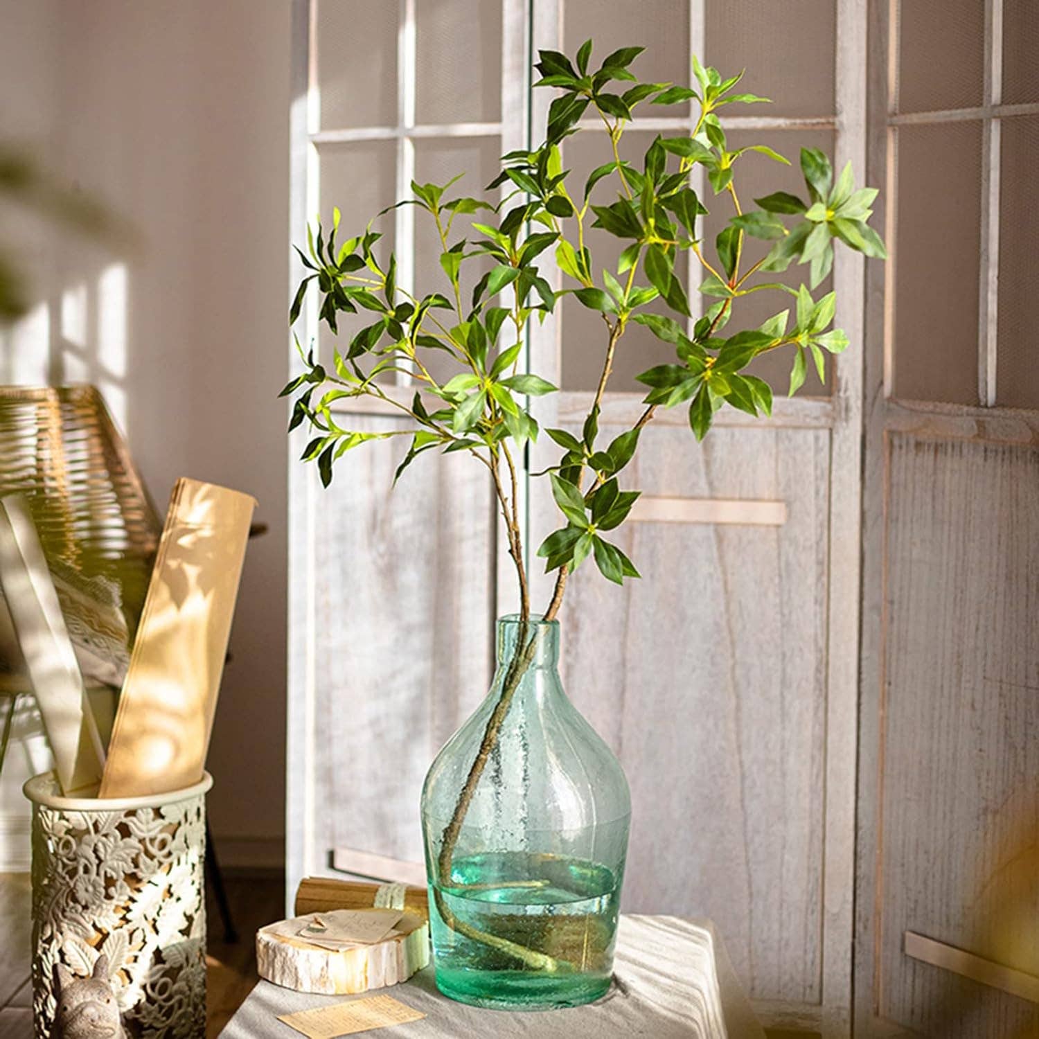 Angel Isabella - Wholesale Artificial Plant - 32"Lifelike Real Touch Pieris Japonica Stem Lush Green2