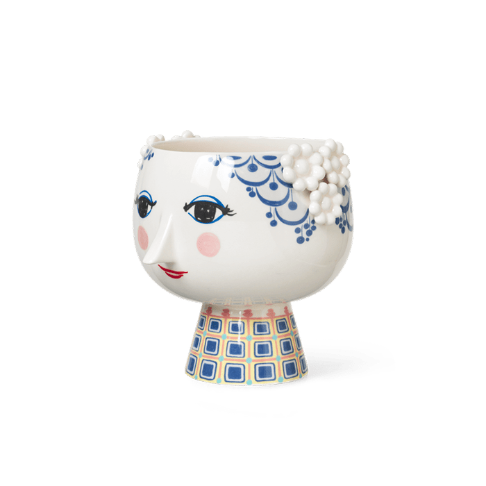 Danish Design Collective - Wholesale Plant Pot - Bjørn Wiinblad - Eva - 8.3" Short Base 3D Plant Pot - Blue1