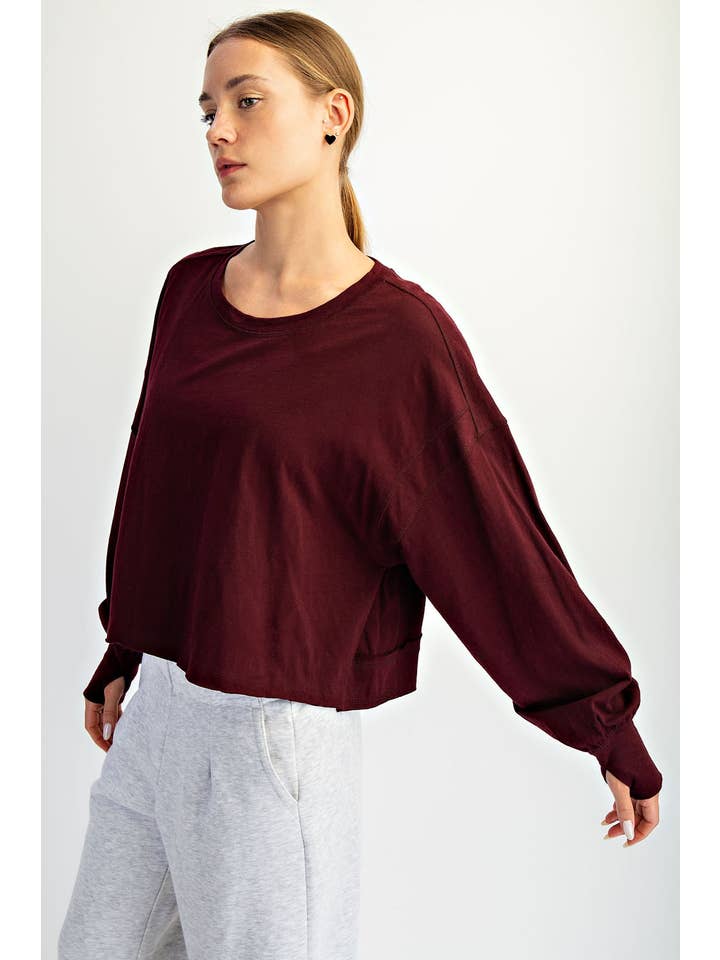 Rae Mode - Wholesale Lounge Top - Women's - COTTON SLUB OPEN BACK LONG SLEEVE TOP18
