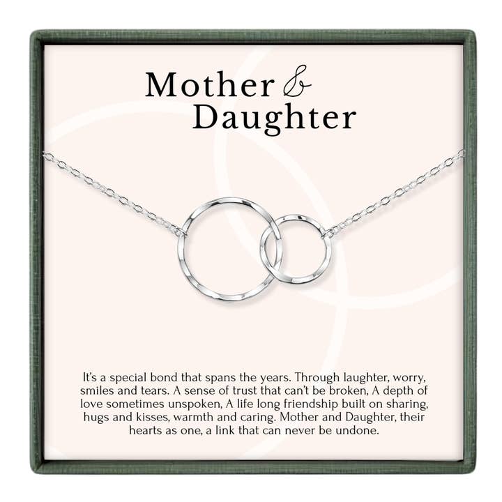 hope love shine - Wholesale Jewelry Set - Mother-Daughter Necklace Set Mother's Day Gift 2 Circle Ring1