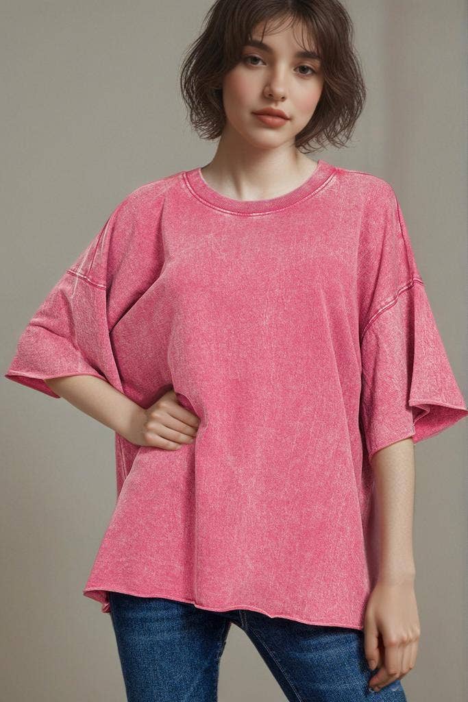 42POPS - Wholesale T-Shirt - Women's - ".._ Washed French Terry Loose fit Top Reg/Plus42