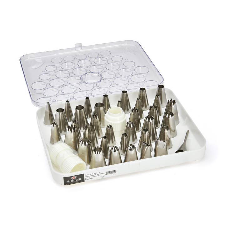 Douilles à pâtisserie en acier inoxydable De Buyer - Ensemble de 35 pièces + 2 adaptateurs pour la vente par HAUS