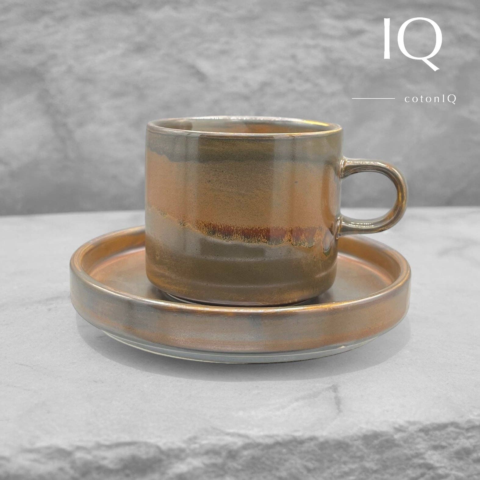 cotonIQ - Wholesale Coffee Mug - Ceramic Mug Set – Earth and Gray Tones – 220 ml0