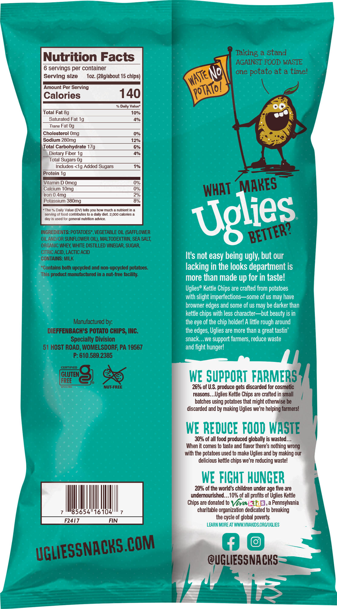 Uglies Kettle Chips - Wholesale Chips - Uglies 6oz Salt & Vinegar Kettle Cooked Potato Chips1