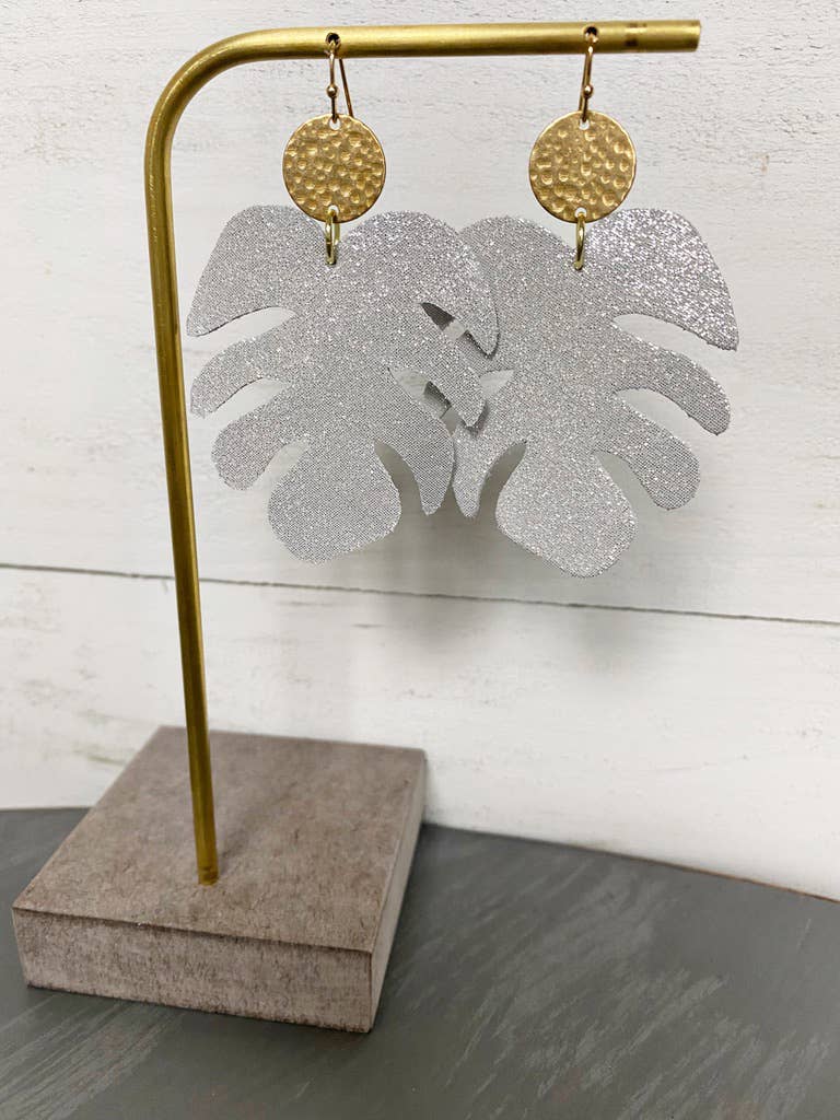 The Supply Society - Wholesale Dangle Earrings - Monstera Leaf Leather Hook Earrings7