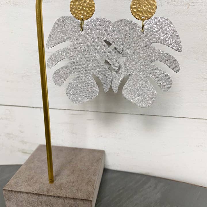 The Supply Society - Wholesale Dangle Earrings - Monstera Leaf Leather Hook Earrings7