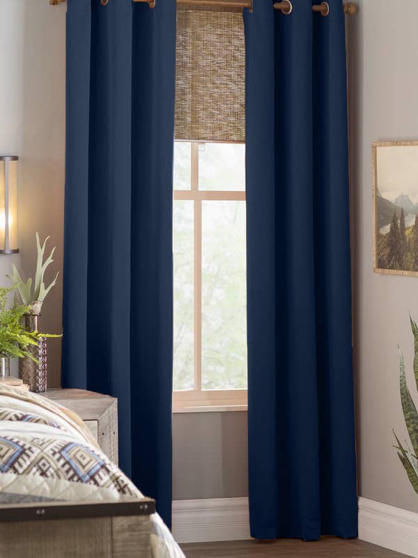 Linen Textured Blackout Grommet Curtains Set of 2 Panels for wholesale by Duck River