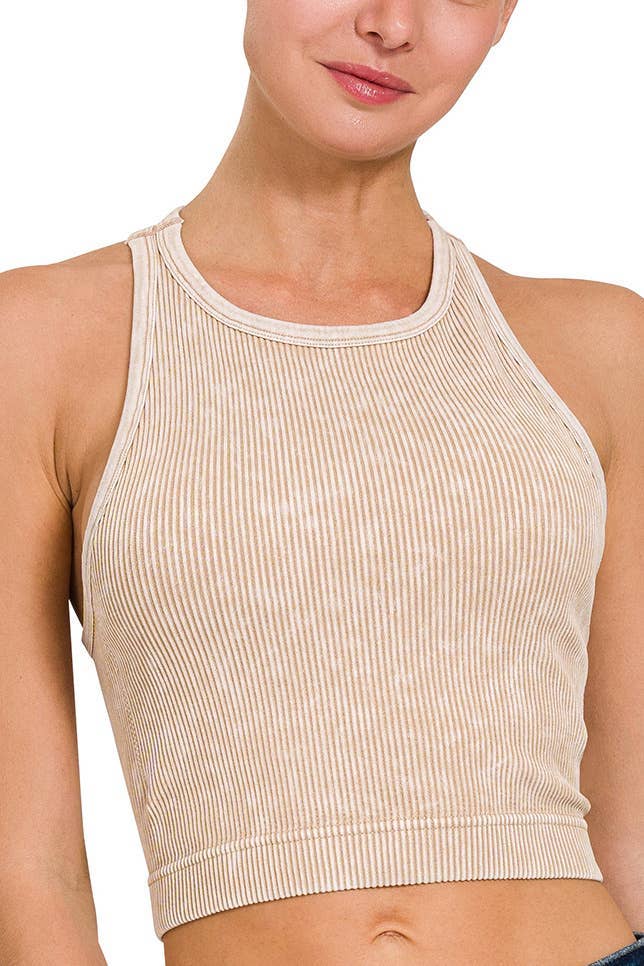 Vanilla Monkey – Tops – Mulher por atacado – Top acolchoado com sutiã com nervuras lavadas em pedra2