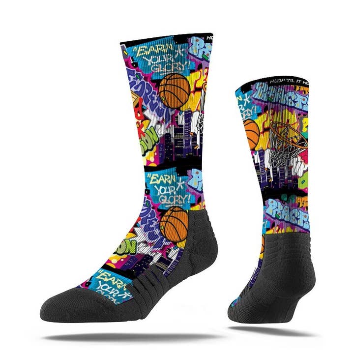 Basketball Graffiti Crew Socks - Adult for wholesale by Hoop 'Til It Hurts!