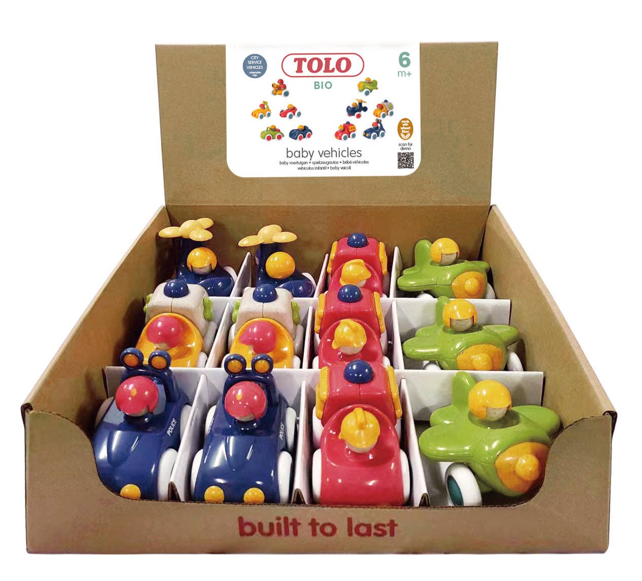 Speedy Monkey - Wholesale Toy Car/Truck - Kids - Display box w/ 12 City Service Vehicles - TOLO