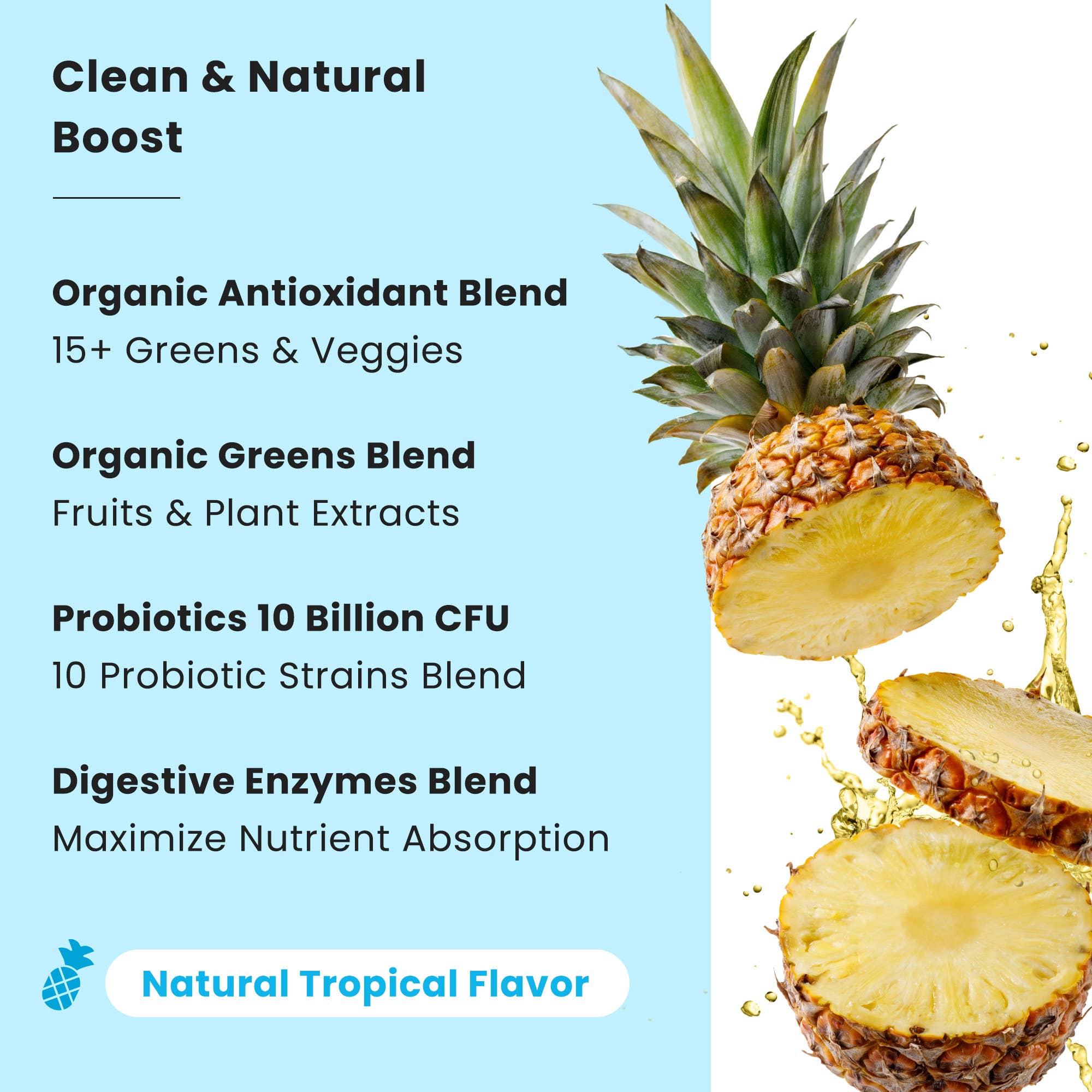 NutraChamps - Venta al por mayor Suplementos/vitaminas para beber - Super Greens Tropical Powder - Superalimento de primera calidad 3